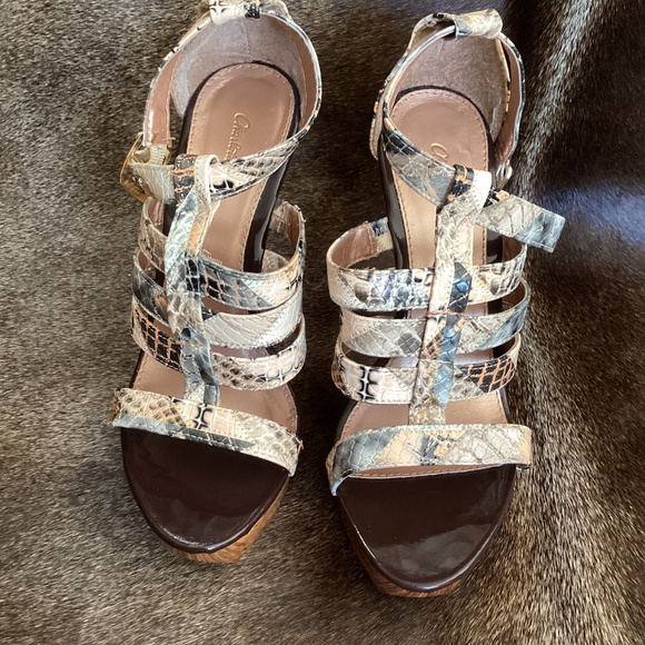 Charlotte Russe Multi Colored Strap Detail Peep Toe Heels - Picture 3 of 13